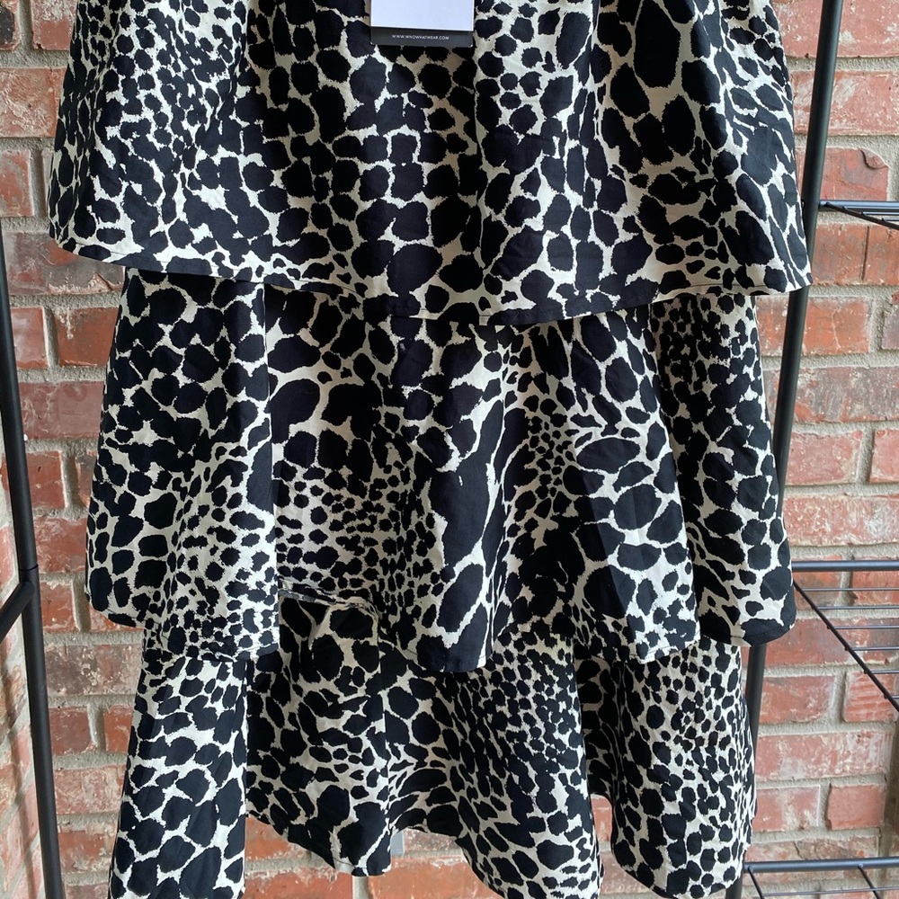 Who What Wear Swirling Leopard Midi Skirt